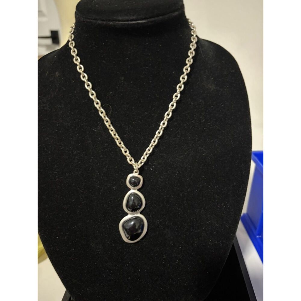 vtg Bill Blass Silver and onxy necklace